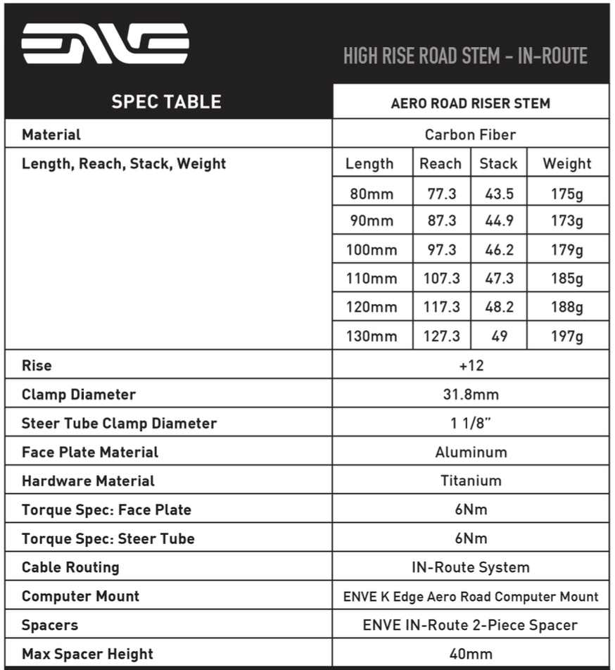 ENVE Integrated Road Stem - Positive Rise